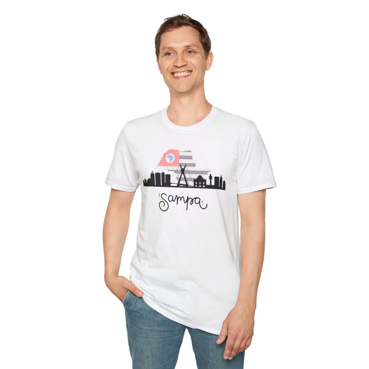 'Sampa' Unisex Softstyle T-Shirt - Trendy Cityscape Design for Travel Lovers